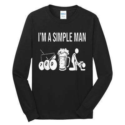 Billiard Pool 8ball Cue Billard Im A Simple Man Tall Long Sleeve T-Shirt