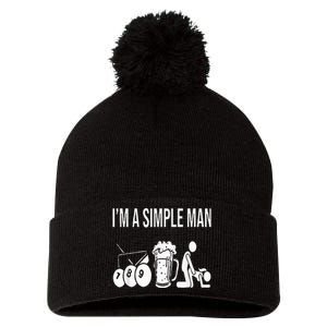 Billiard Pool 8ball Cue Billard Im A Simple Man Pom Pom 12in Knit Beanie