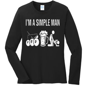 Billiard Pool 8ball Cue Billard Im A Simple Man Ladies Long Sleeve Shirt