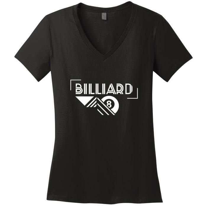 Billiards Pool 8 Ball Billiards Dad Gift For Father’s Day Women's V-Neck T-Shirt