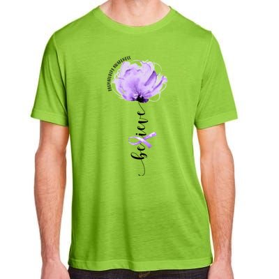 Believe Prematurity Awareness Purple Ribbon Flower Lovers Gift Adult ChromaSoft Performance T-Shirt