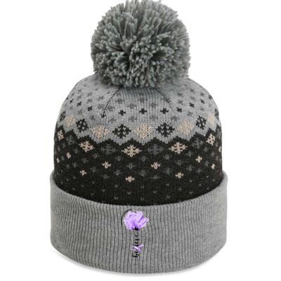 Believe Prematurity Awareness Purple Ribbon Flower Lovers Gift The Baniff Cuffed Pom Beanie