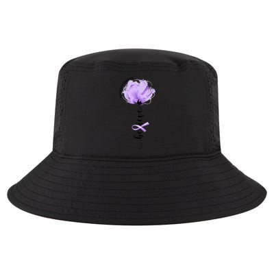 Believe Prematurity Awareness Purple Ribbon Flower Lovers Gift Cool Comfort Performance Bucket Hat