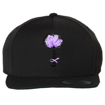 Believe Prematurity Awareness Purple Ribbon Flower Lovers Gift Wool Snapback Cap