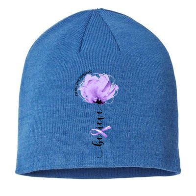 Believe Prematurity Awareness Purple Ribbon Flower Lovers Gift Sustainable Beanie