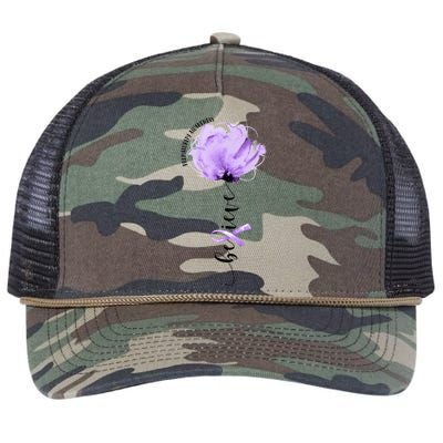 Believe Prematurity Awareness Purple Ribbon Flower Lovers Gift Retro Rope Trucker Hat Cap