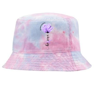 Believe Prematurity Awareness Purple Ribbon Flower Lovers Gift Tie-Dyed Bucket Hat