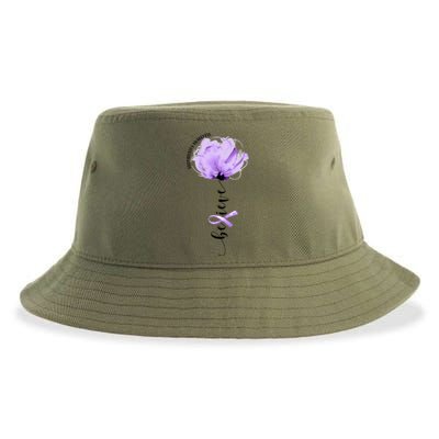 Believe Prematurity Awareness Purple Ribbon Flower Lovers Gift Sustainable Bucket Hat