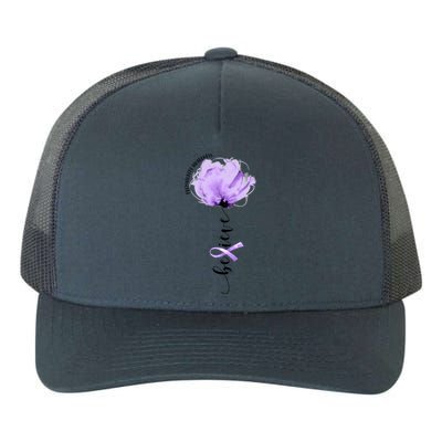 Believe Prematurity Awareness Purple Ribbon Flower Lovers Gift Yupoong Adult 5-Panel Trucker Hat