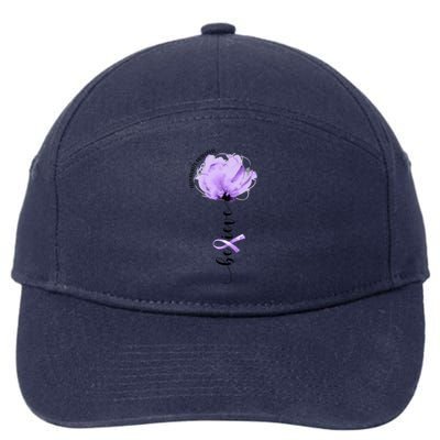 Believe Prematurity Awareness Purple Ribbon Flower Lovers Gift 7-Panel Snapback Hat