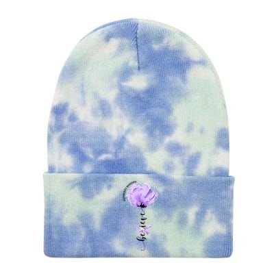 Believe Prematurity Awareness Purple Ribbon Flower Lovers Gift Tie Dye 12in Knit Beanie