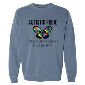 Butterfly Puzzle Autistic Pride Autism Awareness Acceptance Great Gift Garment-Dyed Sweatshirt