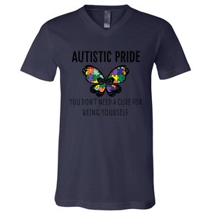 Butterfly Puzzle Autistic Pride Autism Awareness Acceptance Great Gift V-Neck T-Shirt