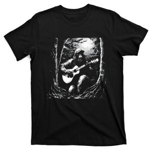 Bigfoot Playing Acoustic Guitar Funny Sasquatch Big Foot T-Shirt