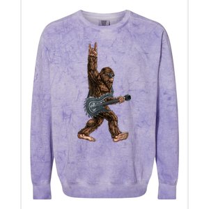 Bigfoot Playing A Dragon Guitar Rock On Sasquatch Big Foot Colorblast Crewneck Sweatshirt