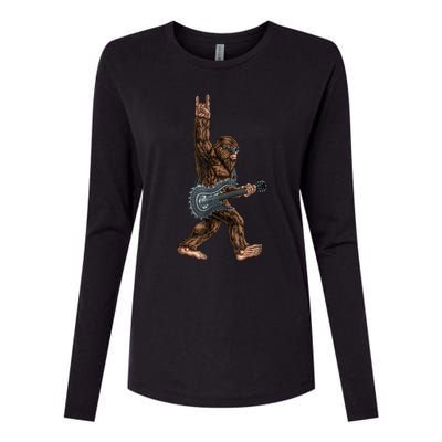 Bigfoot Playing A Dragon Guitar Rock On Sasquatch Big Foot Womens Cotton Relaxed Long Sleeve T-Shirt