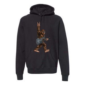 Bigfoot Playing A Dragon Guitar Rock On Sasquatch Big Foot Premium Hoodie