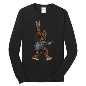 Bigfoot Playing A Dragon Guitar Rock On Sasquatch Big Foot Tall Long Sleeve T-Shirt