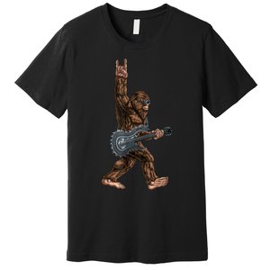 Bigfoot Playing A Dragon Guitar Rock On Sasquatch Big Foot Premium T-Shirt