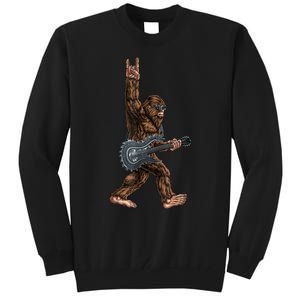 Bigfoot Playing A Dragon Guitar Rock On Sasquatch Big Foot Tall Sweatshirt