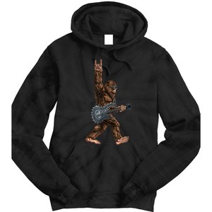 Bigfoot Playing A Dragon Guitar Rock On Sasquatch Big Foot Tie Dye Hoodie