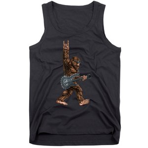 Bigfoot Playing A Dragon Guitar Rock On Sasquatch Big Foot Tank Top