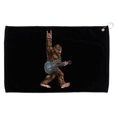 Bigfoot Playing A Dragon Guitar Rock On Sasquatch Big Foot Grommeted Golf Towel