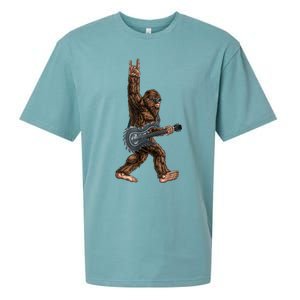 Bigfoot Playing A Dragon Guitar Rock On Sasquatch Big Foot Sueded Cloud Jersey T-Shirt