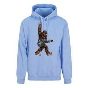 Bigfoot Playing A Dragon Guitar Rock On Sasquatch Big Foot Unisex Surf Hoodie