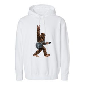 Bigfoot Playing A Dragon Guitar Rock On Sasquatch Big Foot Garment-Dyed Fleece Hoodie