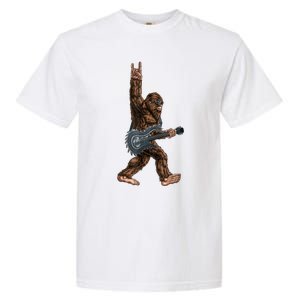 Bigfoot Playing A Dragon Guitar Rock On Sasquatch Big Foot Garment-Dyed Heavyweight T-Shirt