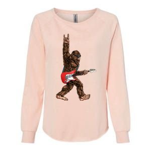 Bigfoot Playing A Electric Guitar Rock On Sasquatch Big Foot Womens California Wash Sweatshirt