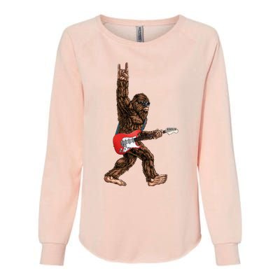 Bigfoot Playing A Electric Guitar Rock On Sasquatch Big Foot Womens California Wash Sweatshirt