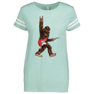 Bigfoot Playing A Electric Guitar Rock On Sasquatch Big Foot Enza Ladies Jersey Football T-Shirt