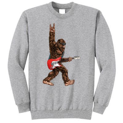 Bigfoot Playing A Electric Guitar Rock On Sasquatch Big Foot Tall Sweatshirt