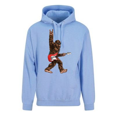 Bigfoot Playing A Electric Guitar Rock On Sasquatch Big Foot Unisex Surf Hoodie