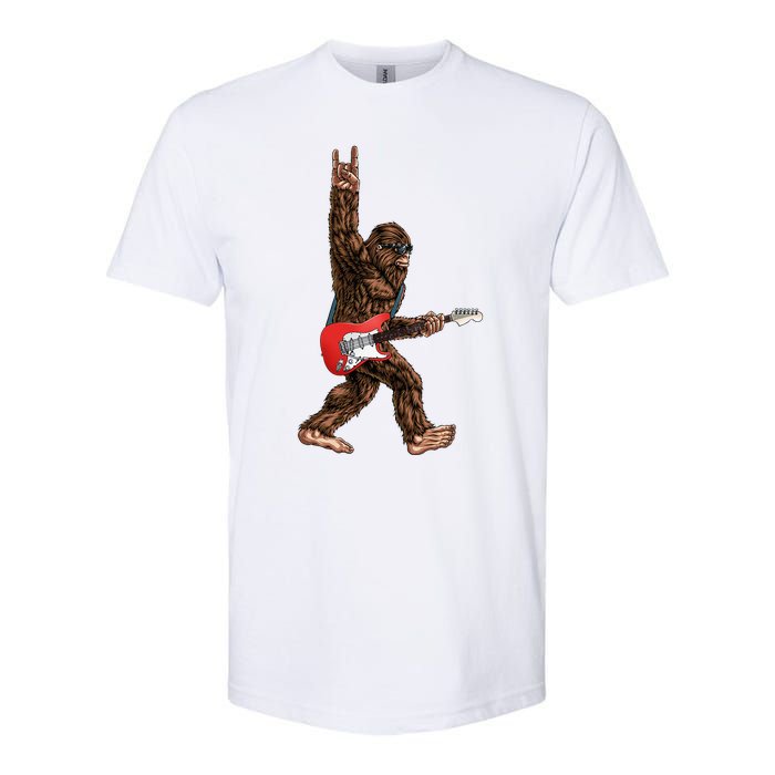 Bigfoot Playing A Electric Guitar Rock On Sasquatch Big Foot Softstyle CVC T-Shirt