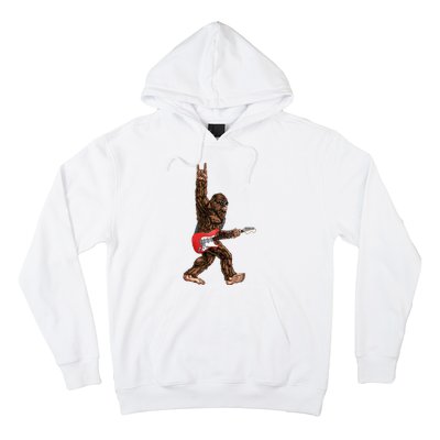 Bigfoot Playing A Electric Guitar Rock On Sasquatch Big Foot Hoodie