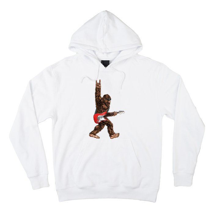 Bigfoot Playing A Electric Guitar Rock On Sasquatch Big Foot Hoodie