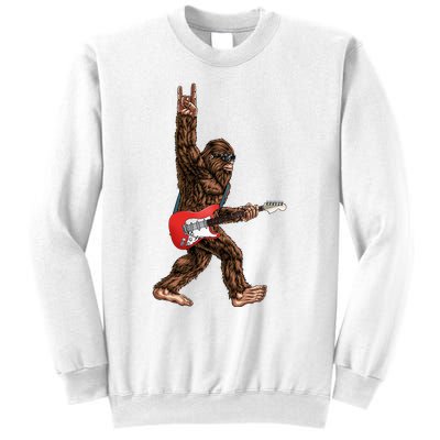 Bigfoot Playing A Electric Guitar Rock On Sasquatch Big Foot Sweatshirt