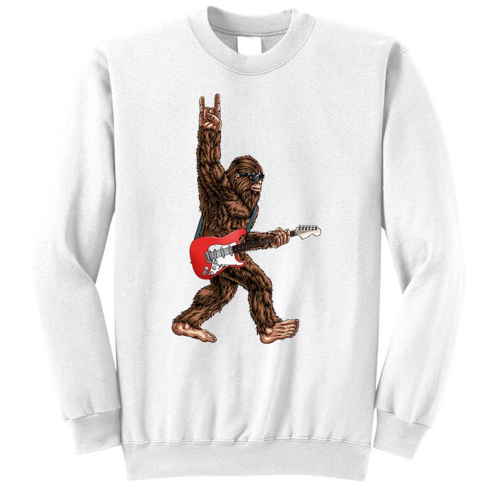 Bigfoot Playing A Electric Guitar Rock On Sasquatch Big Foot Sweatshirt