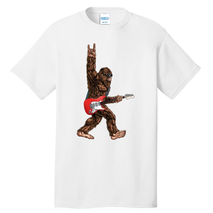 Bigfoot Playing A Electric Guitar Rock On Sasquatch Big Foot Tall T-Shirt