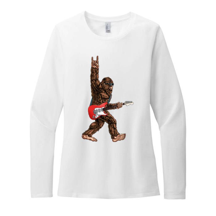 Bigfoot Playing A Electric Guitar Rock On Sasquatch Big Foot Womens CVC Long Sleeve Shirt