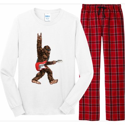 Bigfoot Playing A Electric Guitar Rock On Sasquatch Big Foot Long Sleeve Pajama Set