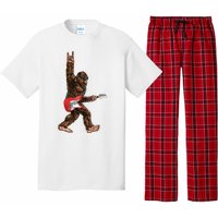 Bigfoot Playing A Electric Guitar Rock On Sasquatch Big Foot Pajama Set