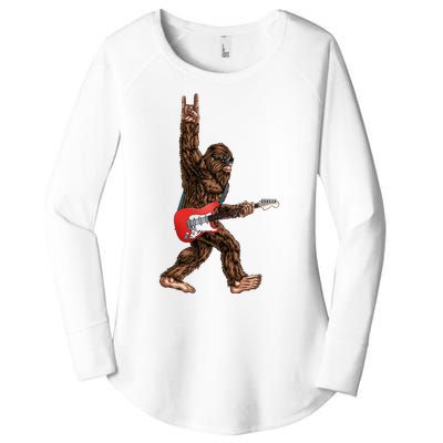 Bigfoot Playing A Electric Guitar Rock On Sasquatch Big Foot Women's Perfect Tri Tunic Long Sleeve Shirt