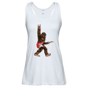 Bigfoot Playing A Electric Guitar Rock On Sasquatch Big Foot Ladies Essential Flowy Tank