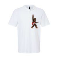 Bigfoot Playing A Electric Guitar Rock On Sasquatch Big Foot Softstyle Adult Sport Polo