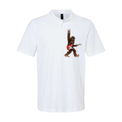 Bigfoot Playing A Electric Guitar Rock On Sasquatch Big Foot Softstyle Adult Sport Polo