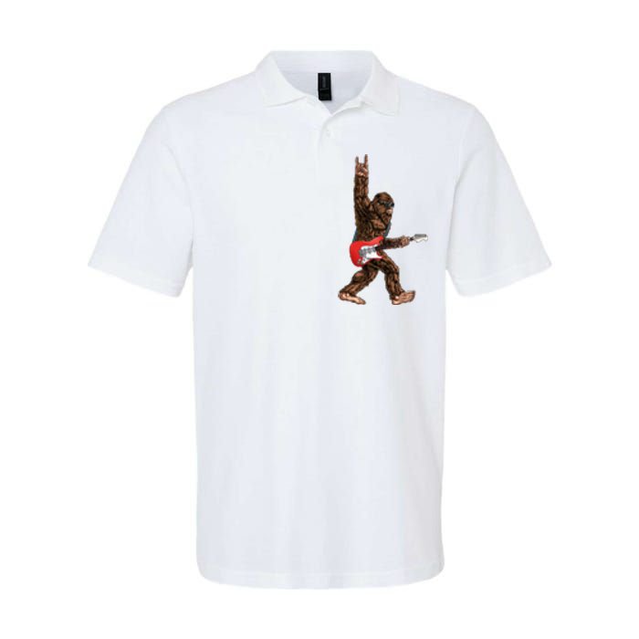 Bigfoot Playing A Electric Guitar Rock On Sasquatch Big Foot Softstyle Adult Sport Polo